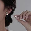 Heart 925 Sterling Silver Stud Earrings for Women EJEW-G372-02S-5