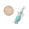 Synthetic Turquoise Beads with Tibetan Style Alloy Beads and 304 Stainless Steel Flat Head Pins and Zinc Alloy Lobster Claw Clasps Pendant Decorations HJEW-JM03199-3