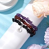 3Pcs 3 Styles Natural Amethyst & Garnet & Obsidian Chips Stretch Bracelets Sets BJEW-JB11076-10-3