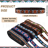 5Pcs 5 Colors Ethnic Style Polyester Rhombus & Flower Ribbon Set OCOR-WH0085-54-2