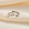 925 Sterling Silver with Natural Freshwater Beads adjustable Finger Ring for Women RJEW-M073-02P-1