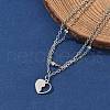 304 Stainless Steel Heart Charm Chain Bracelets BJEW-M097-01A-P-2