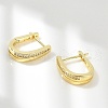 U-Shaped Brass Micro Pave Clear Cubic Zirconia Hoop Earrings EJEW-D311-024G-5