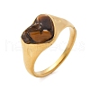 Heart Natural Tiger Eye Finger Rings RJEW-D303-01G-01-2