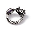Dragon Head Natural Charoite Cuff Rings RJEW-G273-03AS-03-3