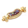 Rack Plating Brass Micro Pave Clear Cubic Zirconia Heart Connector Charms KK-K385-99G-3