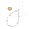 Natural Rose Quartz & Glass Seed Round Beaded Phone Hand Strap Chains HJEW-JM03363-03-3