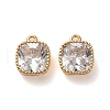 Brass Micro Pave Clear Cubic Zirconia Charms KK-B110-01G-05-1