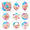 Biyun 32Pcs 8 Style 430 Stainless Steel Filigree Pendants STAS-BY0001-10-10