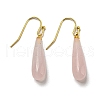 Ion Plating(IP) Natural Rose Quartz Dangle Earring EJEW-C084-01G-03-1