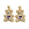 Brass Micro Pave Cubic Zirconia Pendants KK-K258-24C-G-RS-1