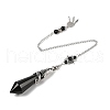 Natural Obsidian Cone Dowsing Pendulum Big Pointed Pendants AJEW-Z041-01C-AS-3