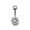 304 Stainless Steel Clear Cubic Zirconia Curved Barbell Belly Button Rings AJEW-D306-03P-06-2
