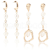 ANATTASOUL 2 Pairs 2 Style Natural Pearl Beaded Dangle Stud Earrings EJEW-AN0002-66-1
