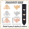 GOMAKERER 6Pcs 6 Styles Alloy Bee Watch Band Studs FIND-GO0003-57-2