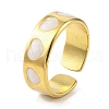 Heart 304 Stainless Steel Enamel Open Cuff Rings for Women RJEW-F166-28G-02-1