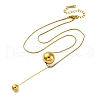 304 Stainless Steel Round Ball Pendant Snake Chain Necklaces NJEW-U028-03G-4