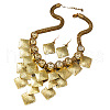 Alloy Rhombus Tassel Pendant Necklace & Dangle Earrings Sets FS-WG53DC8-01-5
