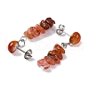 Natural Carnelian Dangle Stud Earrings EJEW-JE06371-04-3