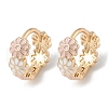 Daisy Brass Enamel Hoop Earrings for Women EJEW-G434-01G-02-4