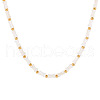 French Vintage Natural White Jade Bamboo & Stainless Steel Round Beaded Necklaces for Women KF2019-5