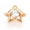 Brass Micro Pave Clear Cubic Zirconia Pendants KK-T075-22G-1