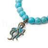 5Pcs Synthetic Turquoise Beads Stretch Bracelet Sets BJEW-JB10970-4