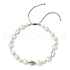 Summer Synthetic Turquoise Starfish & Natural Cowrie Shell & White Imitation Pearl Adjustable Beaded Necklaces NJEW-JN05270-01-4