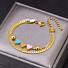 Enamel Heart Stainless Steel Double-strand Chain Bracelets WGF01DB-02-1