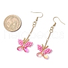 Handmade Glass Seed Beads Butterfly Dangle Earrings EJEW-MZ00445-01-3