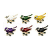 12Pcs 6 Colors Bird Enamel Pins JEWB-A033-12G-2