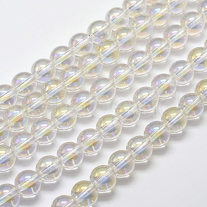 Electroplated Synthetic Quartz Bead Strands EGLA-J061-4mm-AB01-1