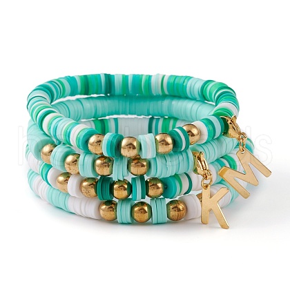 4Pcs 4 Styles Polymer Clay Heishi Beads Stretch Bracelets Sets BJEW-JB05910-1
