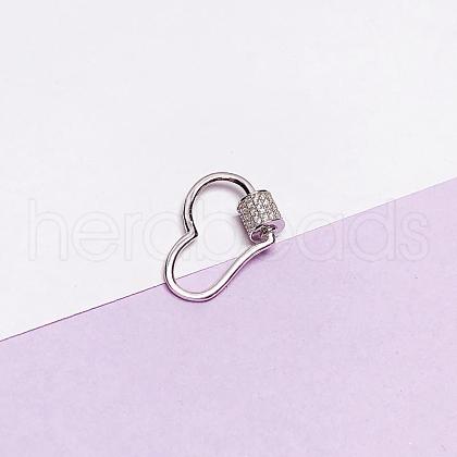 925 Sterling Silver Micro Pave Clear Cubic Zirconia Locking Carabiner Clasps STER-NH0008-01A-P-1
