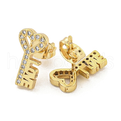 Brass Micro Pave Cubic Zirconia Ear Studs EJEW-P261-27E-G-1