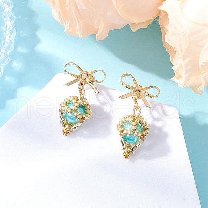 Brass Diamond Dangle Stud Earrings EJEW-MZ00465-05-1