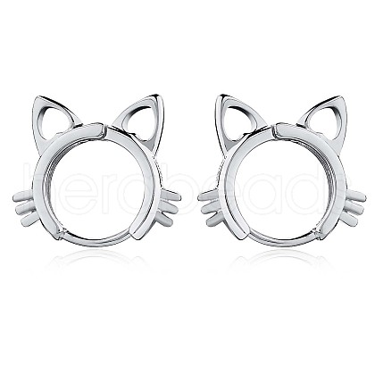 Women Cat Brass Leverback Earrings JE965A-1