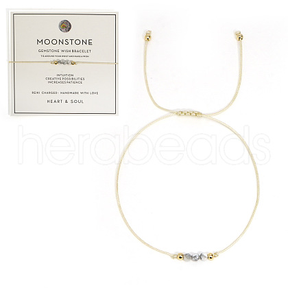 Natural Moonstone Braided Beads Bracelets for Women LU0568-5-1