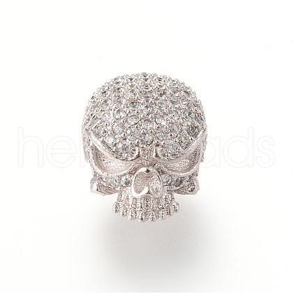 Brass Micro Pave Cubic Zirconia Beads ZIRC-S053-YS040-3-1