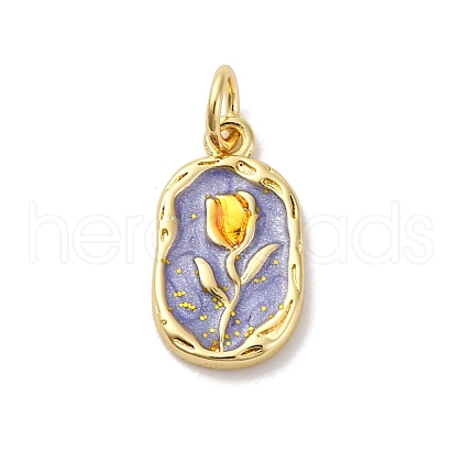 Brass Enamel Pendants KK-Q098-29G-B-1