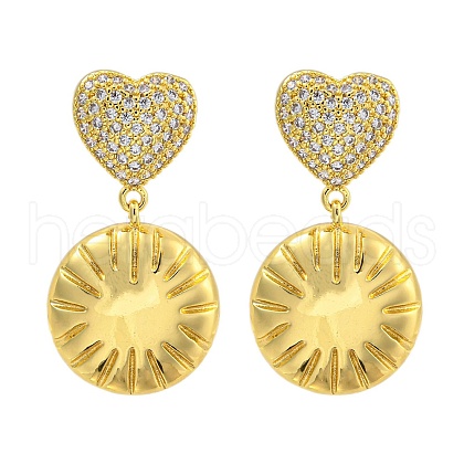Rack Plating Brass Micro Pave Clear Cubic Zirconia Stud Earrings EJEW-I313-15B-G-1