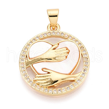 Brass Micro Pave Clear Cubic Zirconia Pendants KK-N268-63G-1