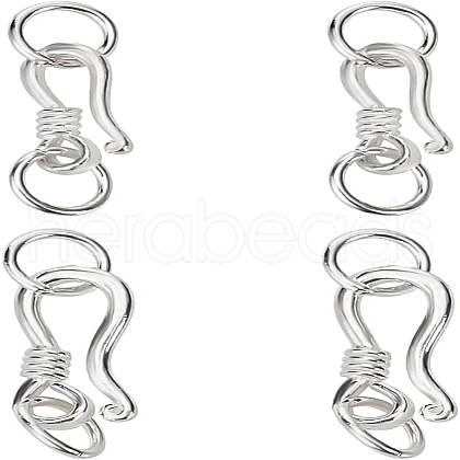 BENECREAT 4 Sets 2 Size 925 Sterling Silver S-Hook Clasps STER-BC0001-53-1