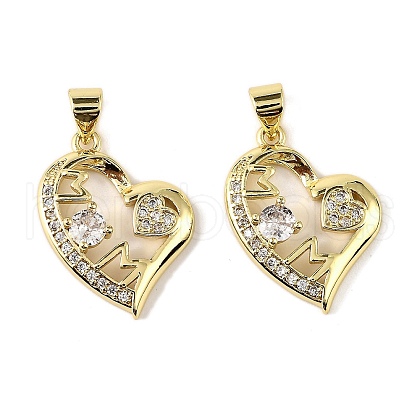 Brass Micro Pave Cubic Zirconia Pendants KK-M324-02A-G-1