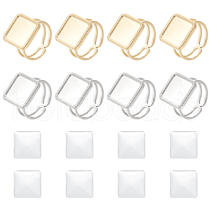 Unicraftale DIY Blank Square 304 Stainless Steel Open Cuff Ring Making Kit DIY-UN0055-82-1