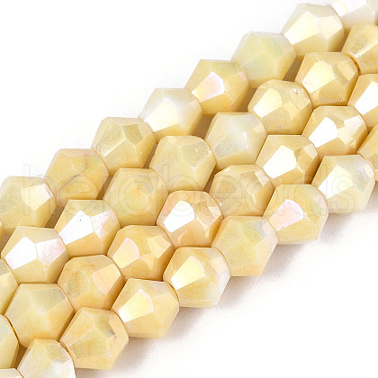 Electroplate Bicone Glass Beads Strands EGLA-T021-6mm-16-05-1