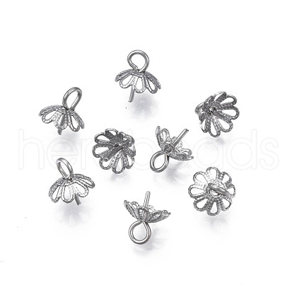 304 Stainless Steel Cup Peg Bails Pendants STAS-S057-57-1