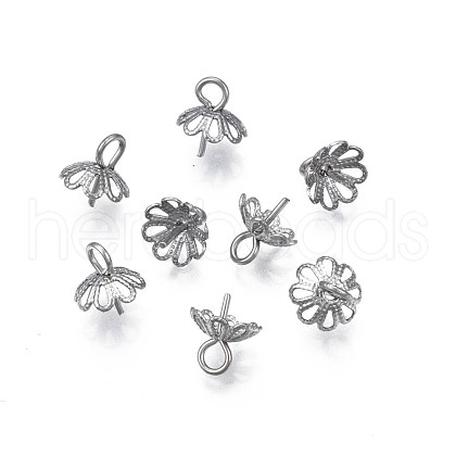 Non-Tarnish 304 Stainless Steel Cup Peg Bails Pendants STAS-S057-57-1