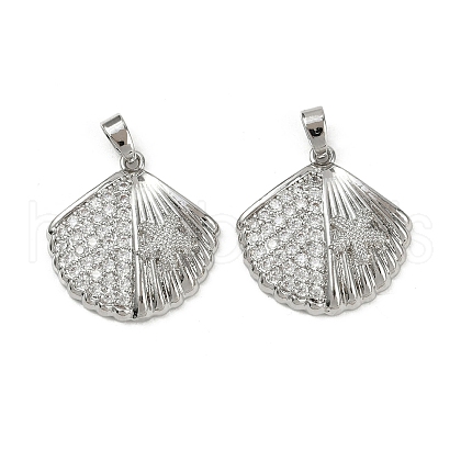 Brass Micro Pave Cubic Zirconia Pendants KK-C093-07P-1