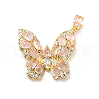 Brass Micro Pave Clear Cubic Zirconia Pendants KK-I695-054G-1